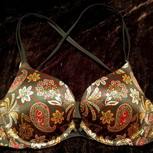 EUC VS paisley push-up bra 32B, Victoria's Secret black